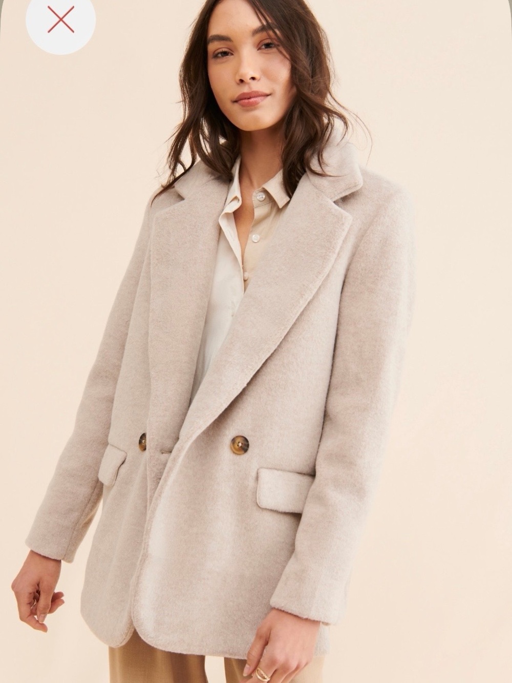 Free People Mari Double-Breasted Blazer Jacket - Beige